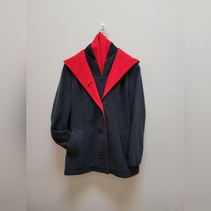 Vintage Sherwood Charcoal Gray/ Red Wool Vest Coat